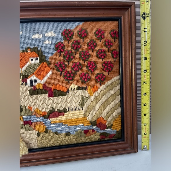 Vintage Wood Frame”Fall Harvest Farmhouse”Scene Needle Work:10 Colors
• Handmade - Picture 5 of 9